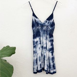 Tie Die Spaghetti Strap Tank Top with Crochet Detail Size S